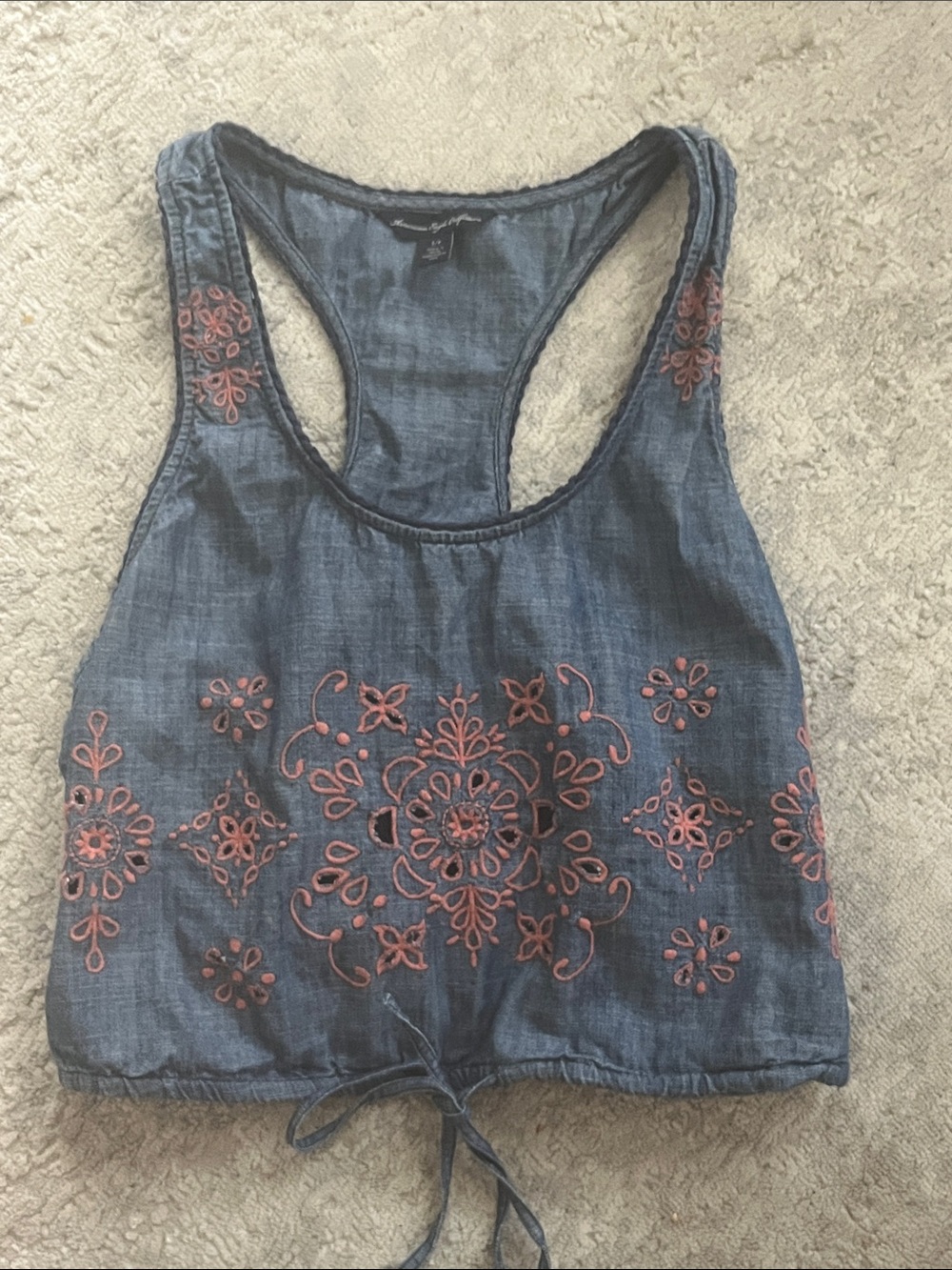 American Eagle Embroidered Crop Tank
